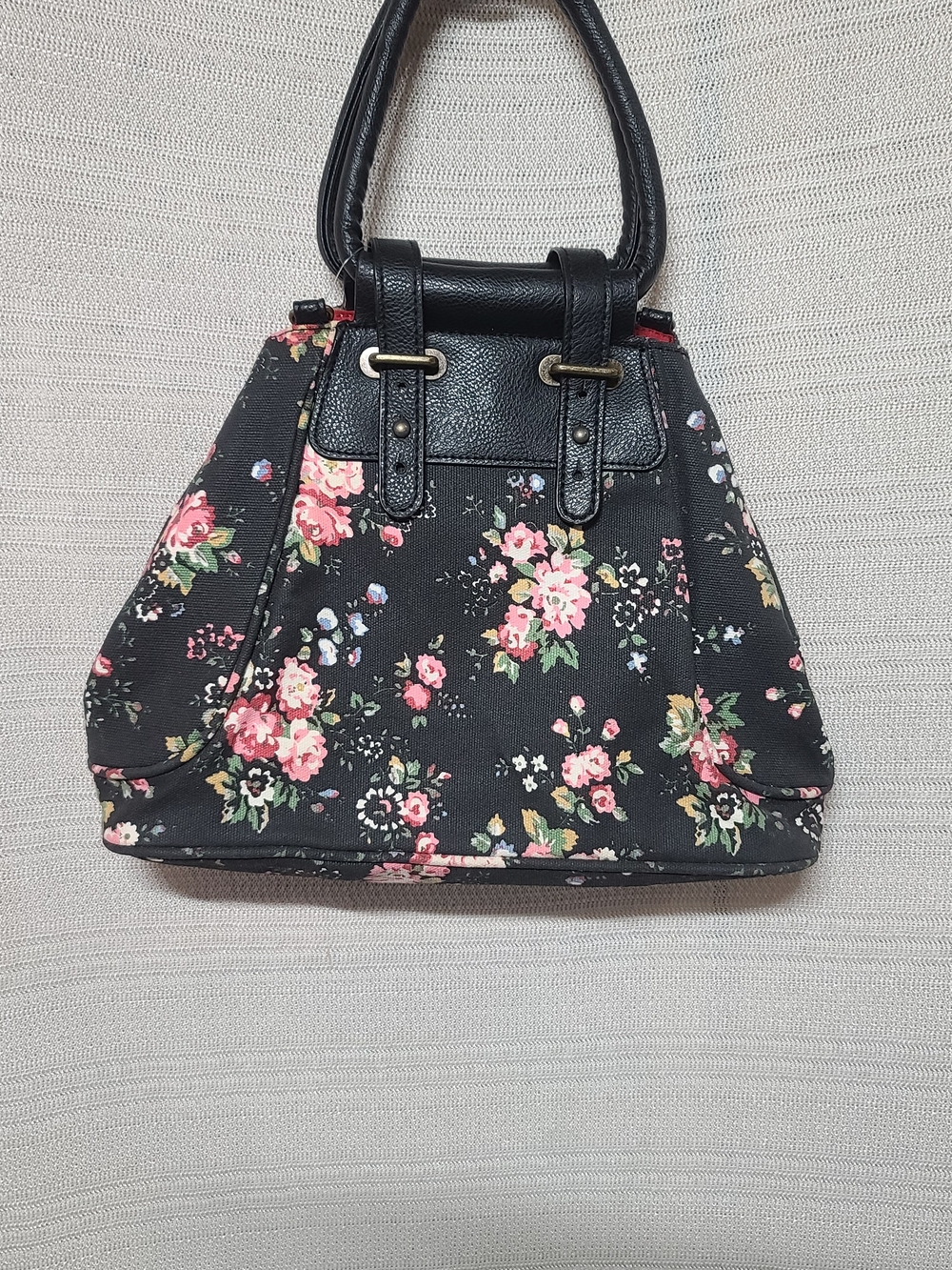 Adam Levine Collection Black Floral Tote with Pink Roses - Picture 7 of 16